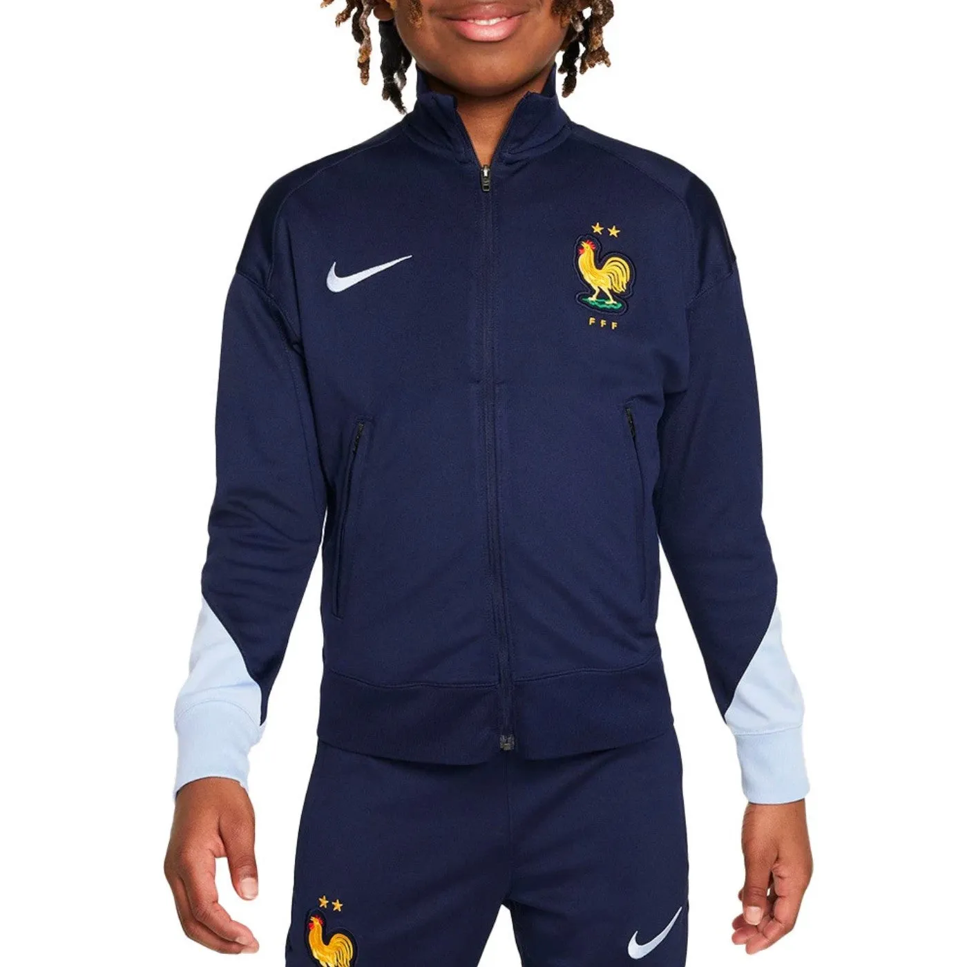 Kids - France training presentation soccer tracksuit 2024/25 navy - Nike